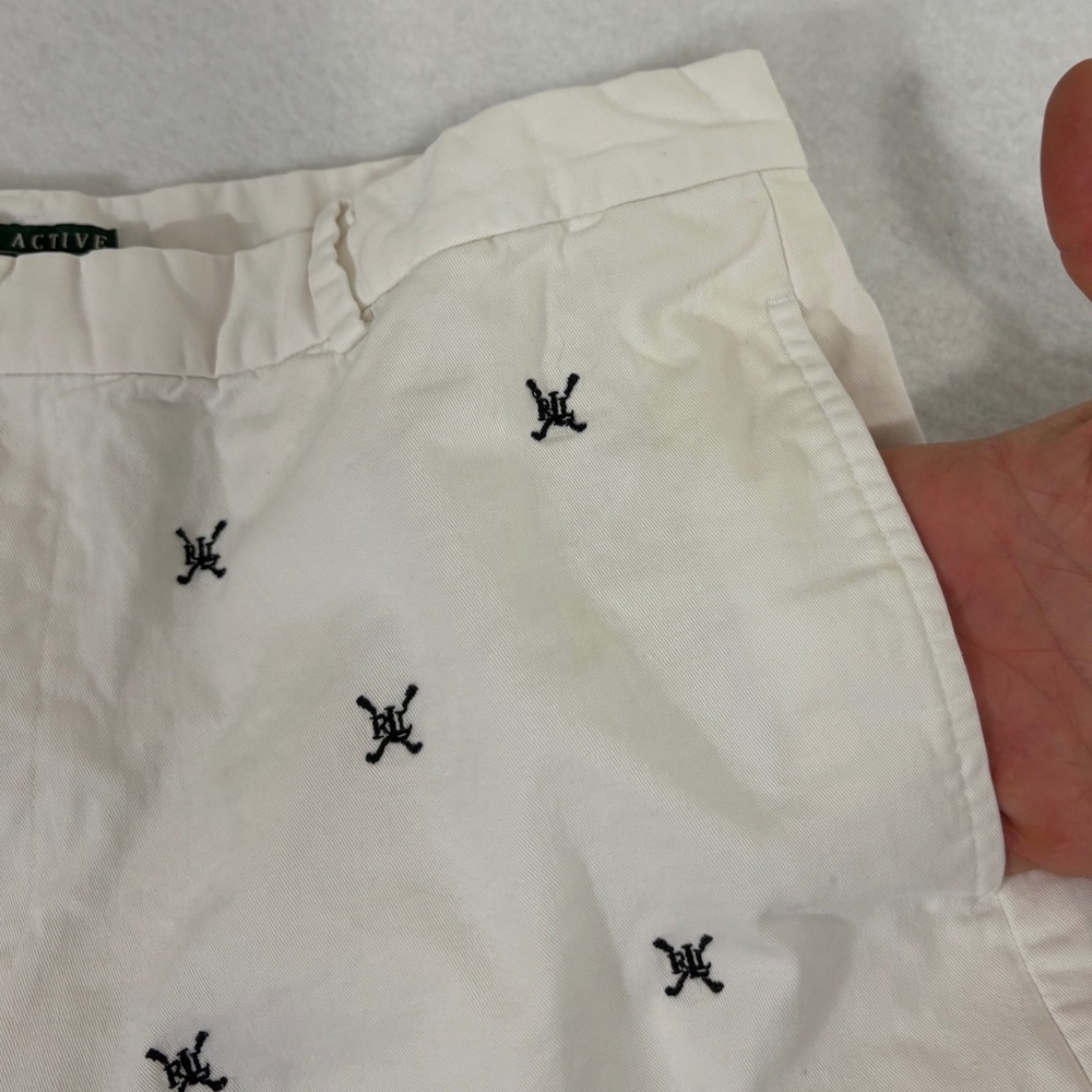 Lauren Active Ralph Lauren White Embroidered‎ Golf Shorts Womens Size 12 - Picture 5 of 12
